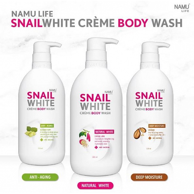 Тайский крем-гель для душа NAMU LIFE SNAIL WHITE CREME BODY WASH Natural White Caviar Lime 500 мл.